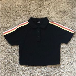 Asos cropped polo top with bright contrast stripe